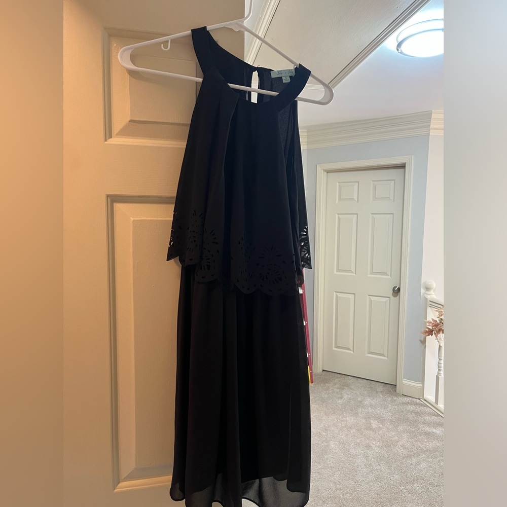 She and Sky Black Strapless Dress